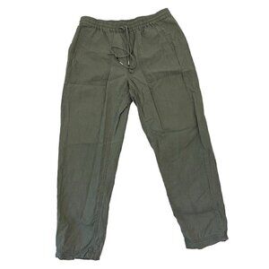 J.Crew Linen Blend Pull-On Cropped Pants Pockets Sage Green size Small